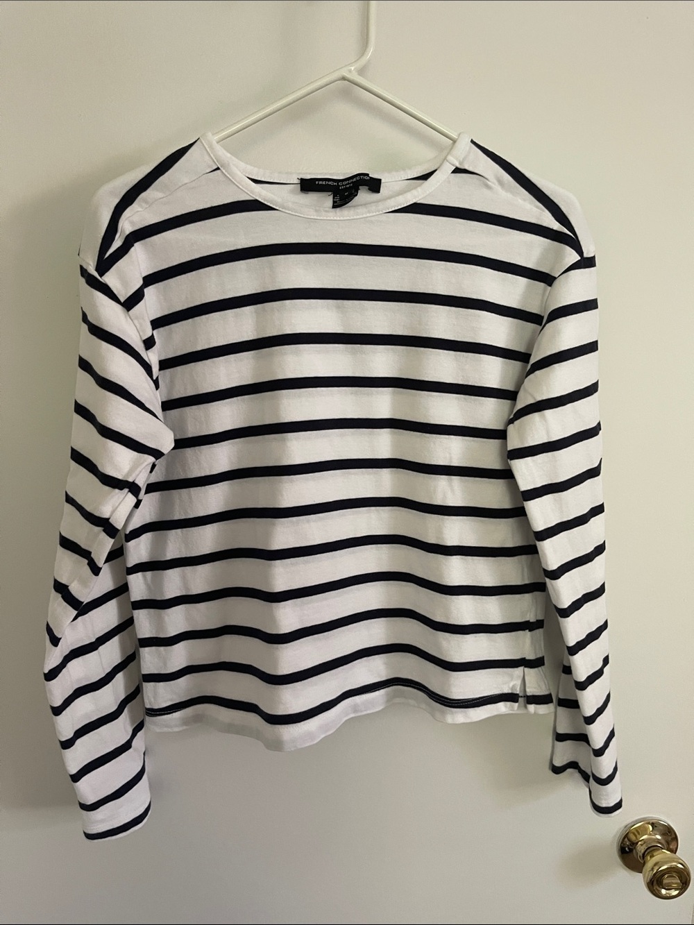 French Connection Navy and White Striped Long Sleeve Top